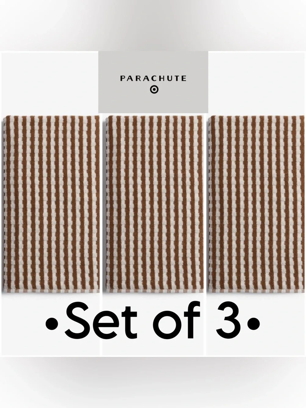 Parachute x Target Terry Check Bath Towels •Pecan• Set of 3